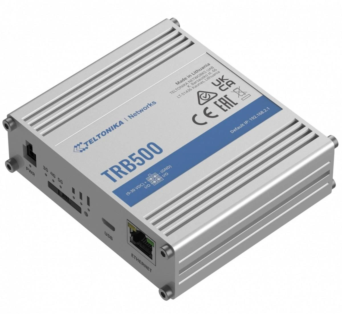 Maršrutizatorius Teltonika | Pramoninis 5G šliuzas | TRB500 | Nėra „Wi-Fi“ | 10/100/1000 Mbps Mbit/s | Ethernet LAN (RJ-45) jungtys 1 | Tinklo palaikymas: Ne | MU-MiMO: Taip | Antenos tipas: SMA, skirtas mobiliesiems įrenginiams