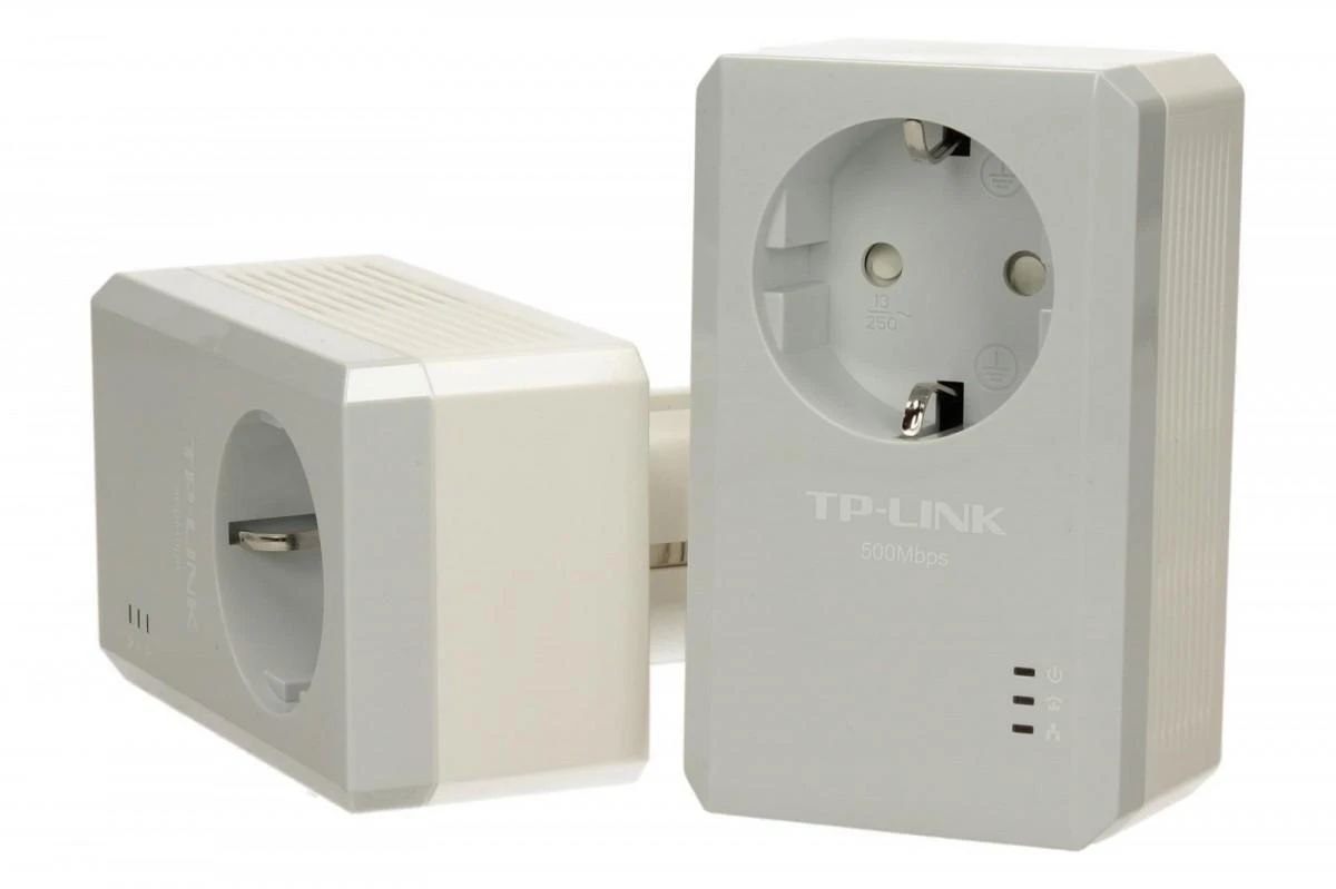 TP-LINK AV500+ maitinimo tinklo rinkinys su kintamosios srovės pralaidumu, 500 Mbps maitinimo tinklo greitis, 1 prievado greitasis Ethernet, „Homeplug AV“, „Žalias Powerline“, kištukas