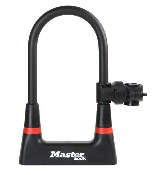 Masterlock MASTER LOCK Grūdinto plieno aukšto saugumo "U" formos dviračio spyna su 4 raktais (juoda)