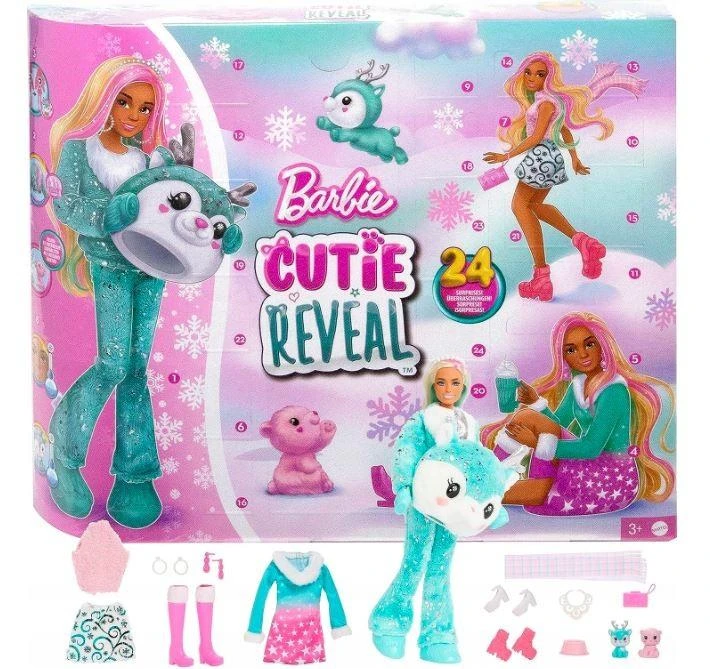 Mattel Advento kalendorius 2023 m. Barbie Cutie Reveal aprašymas - Prekės nuotrauka