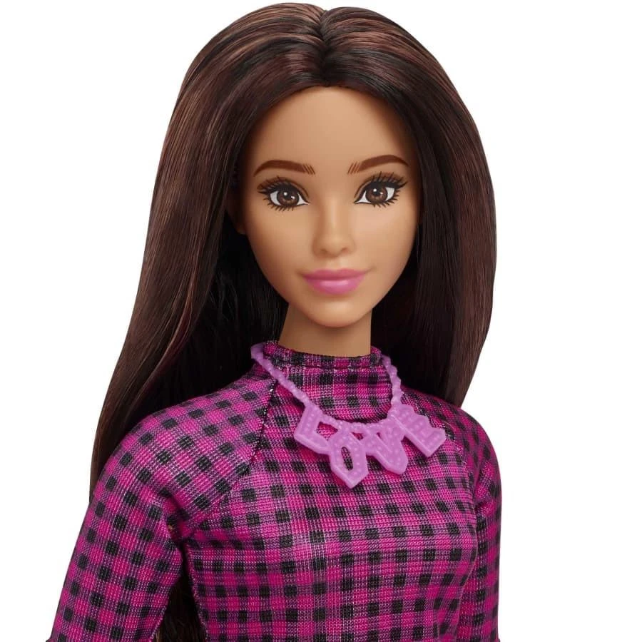 Lėlė Barbie Barbie Fashionistas Rožinė languota suknelė