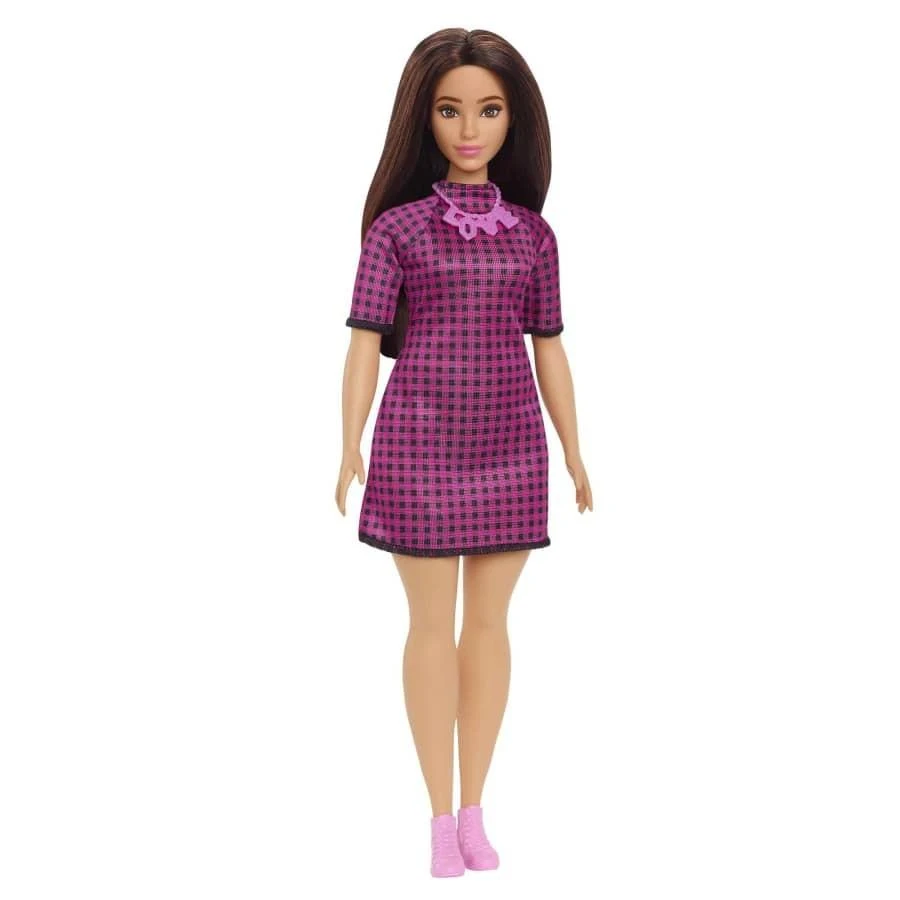 Lėlė Barbie Barbie Fashionistas Rožinė languota suknelė