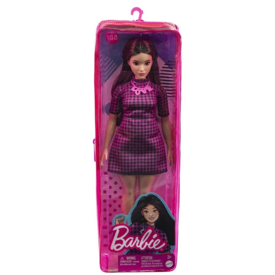 Lėlė Barbie Barbie Fashionistas Rožinė languota suknelė