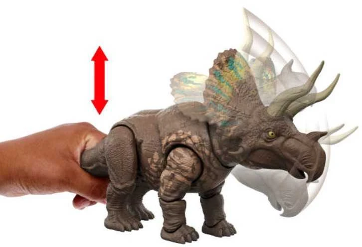 Mattel WORLD Figūrėlė Dinozaur Eotriceratops Juros periodo pasaulio atgimimas Milžiniški Thrasheriai 32 cm