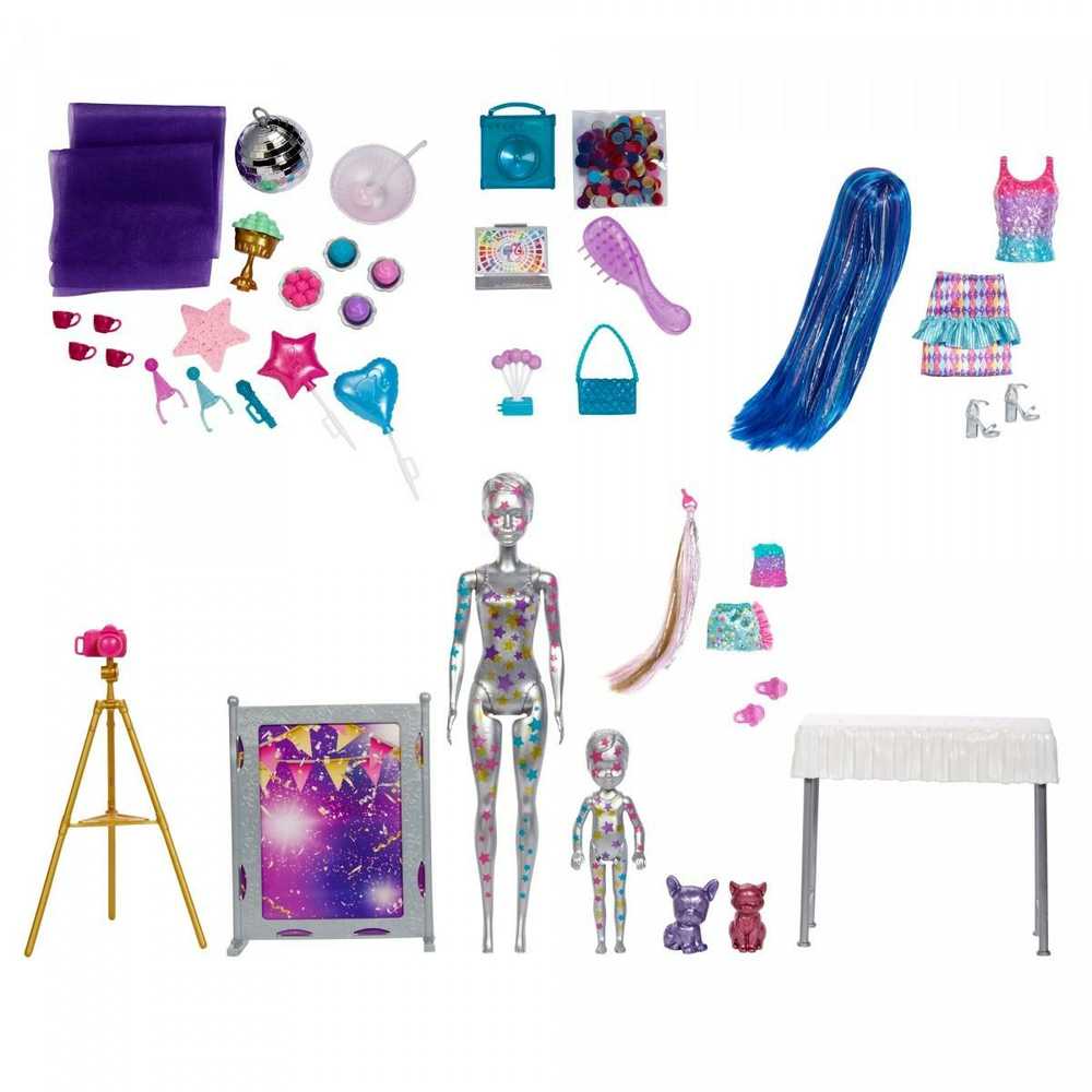 Mattel Barbie Doll Color Reveal Party Big Set