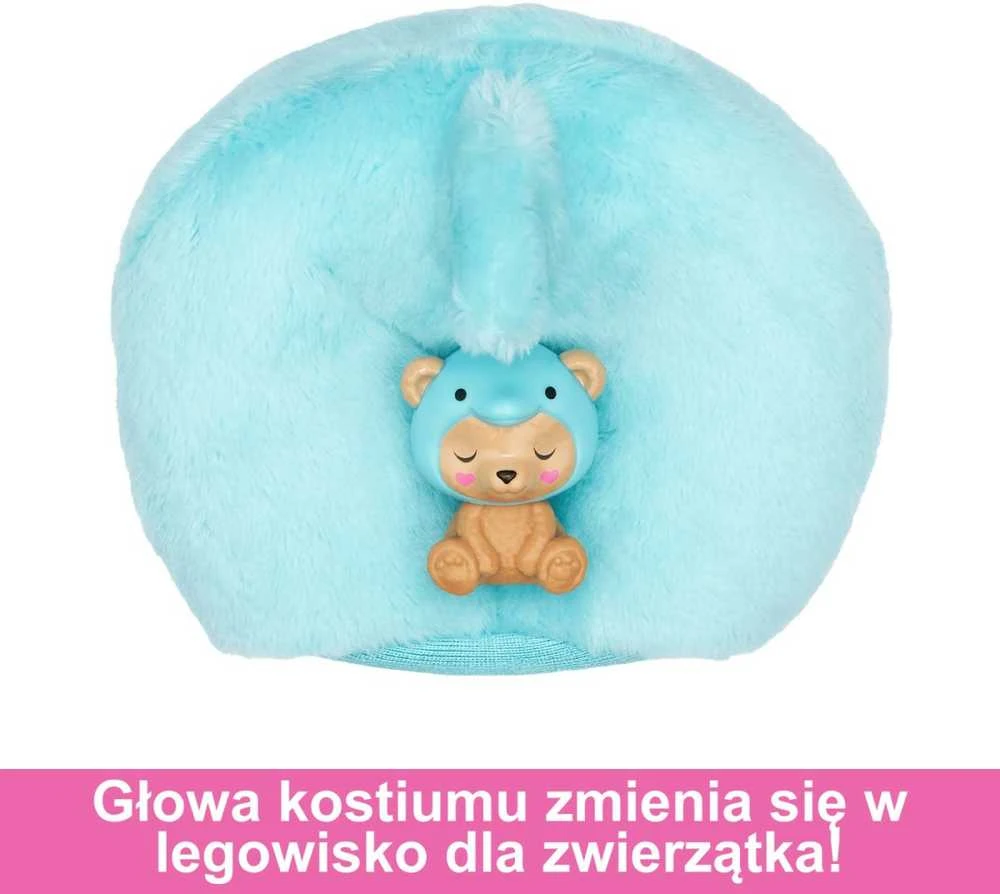 Barbės „Cutie Reveal“ rinkinys, minkštutėlių kostiumų serija - meškutis + delfinas