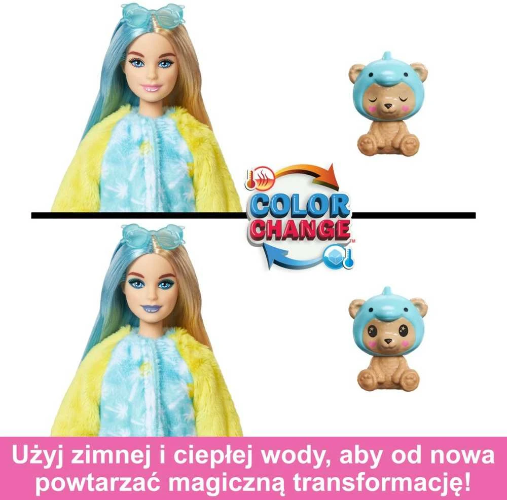 Barbės „Cutie Reveal“ rinkinys, minkštutėlių kostiumų serija - meškutis + delfinas