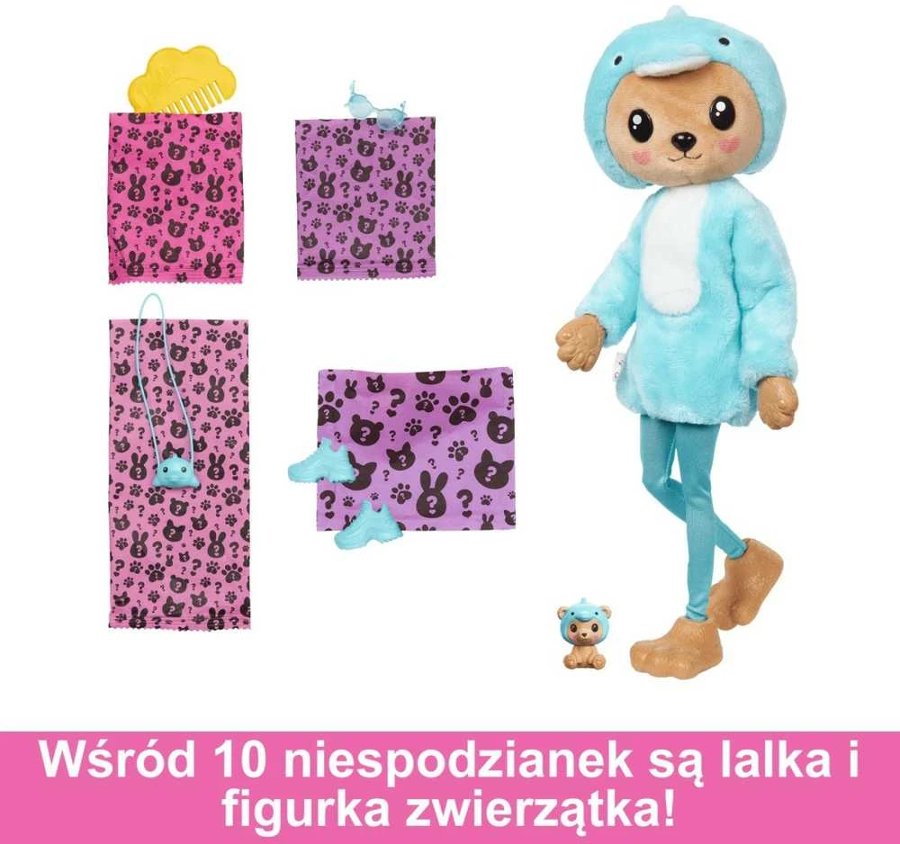 Barbės „Cutie Reveal“ rinkinys, minkštutėlių kostiumų serija - meškutis + delfinas
