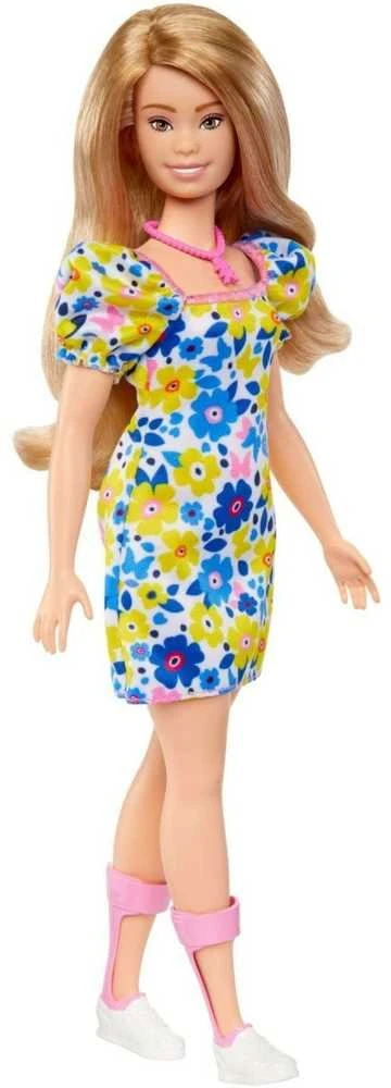 Barbie Barbė madistė, serganti Dauno sindromu ir dėvinti spalvingą suknelę