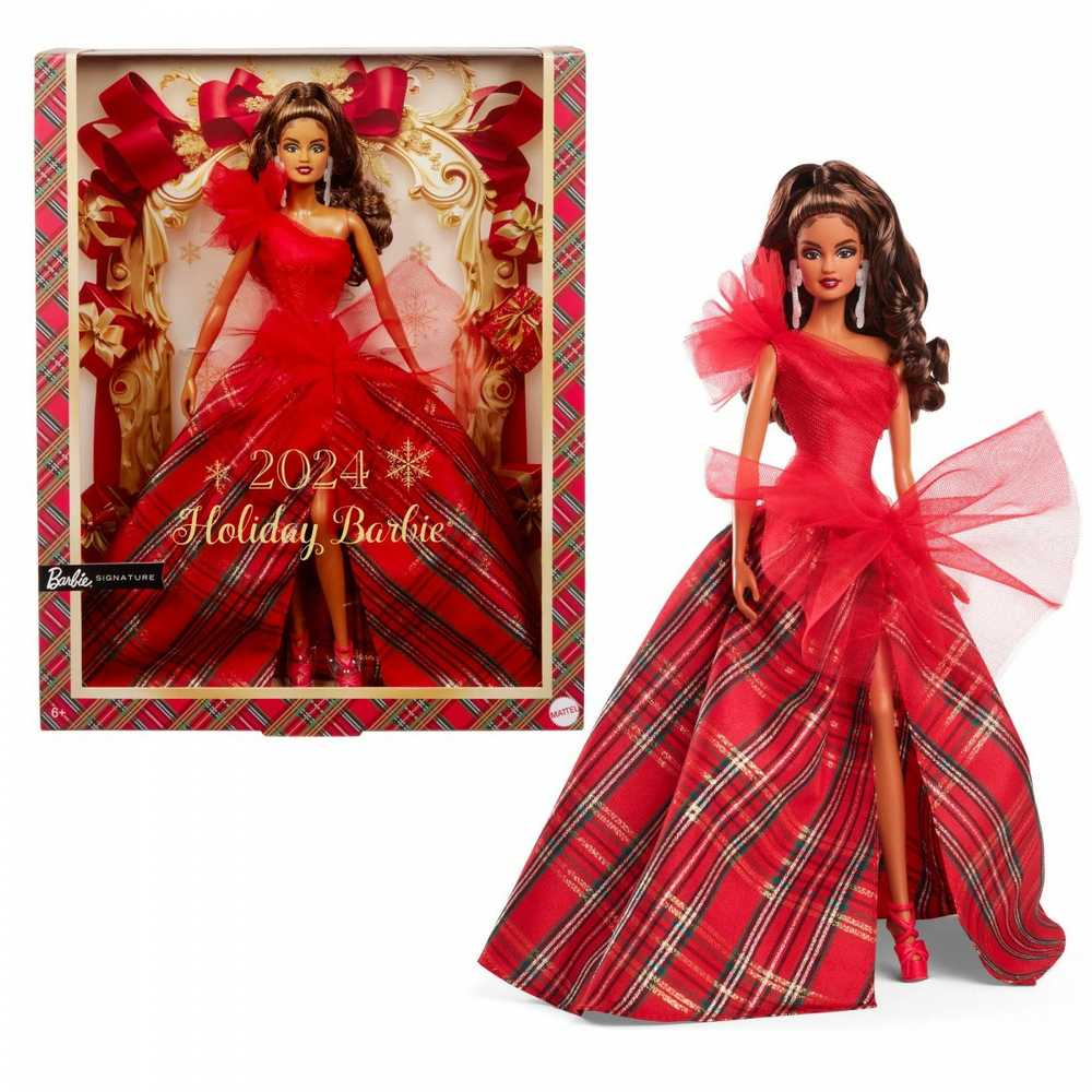 Mattel Lėlė Barbie Signature 2024 Holiday su languota suknele