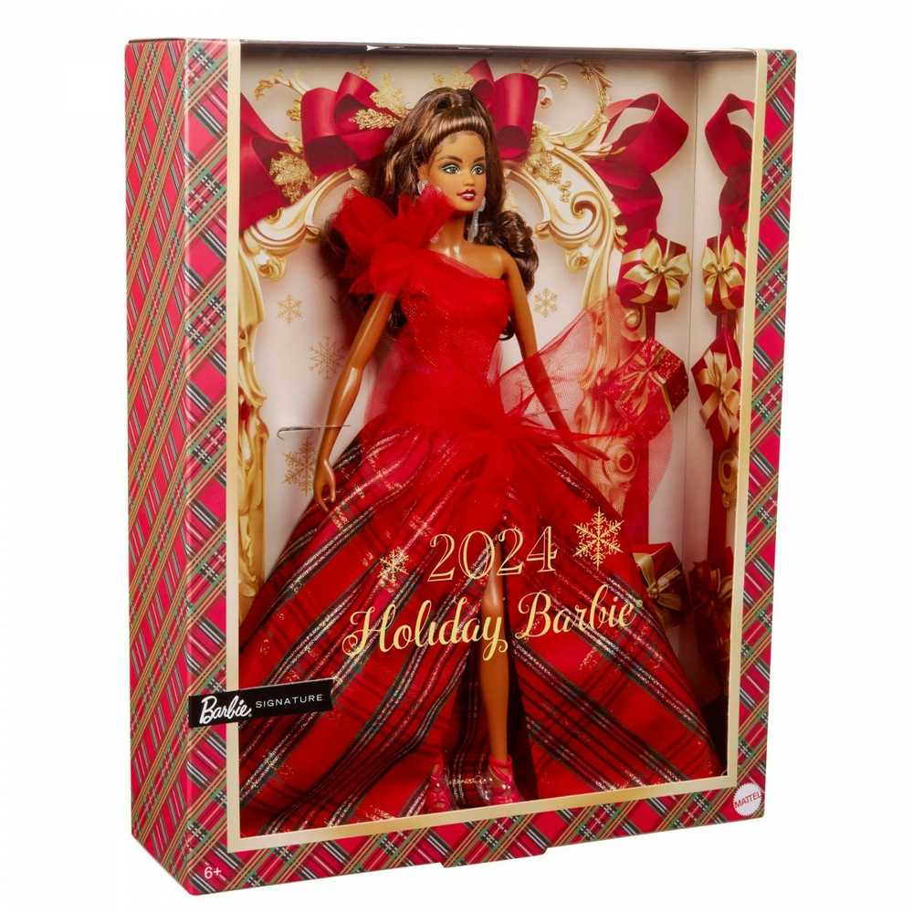 Mattel Lėlė Barbie Signature 2024 Holiday su languota suknele