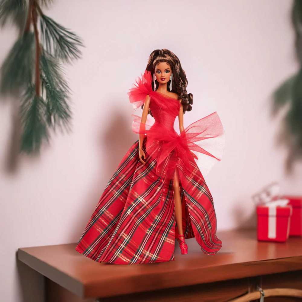 Mattel Lėlė Barbie Signature 2024 Holiday su languota suknele
