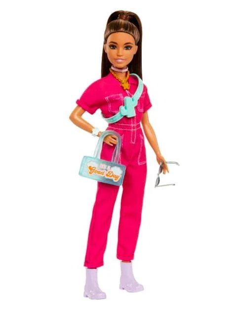 Mattel Lėlė Barbie su rožiniu kombinezonu HPL76