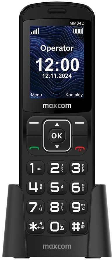 Mobilusis telefonas - MAXCOM MM 34D 4G Juodas + charging dock