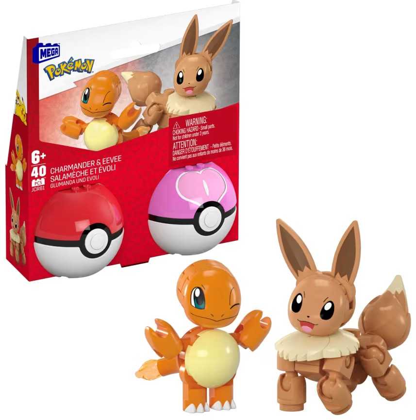 Mega Pokemon Charmander Evee Poke Balle rinkinys