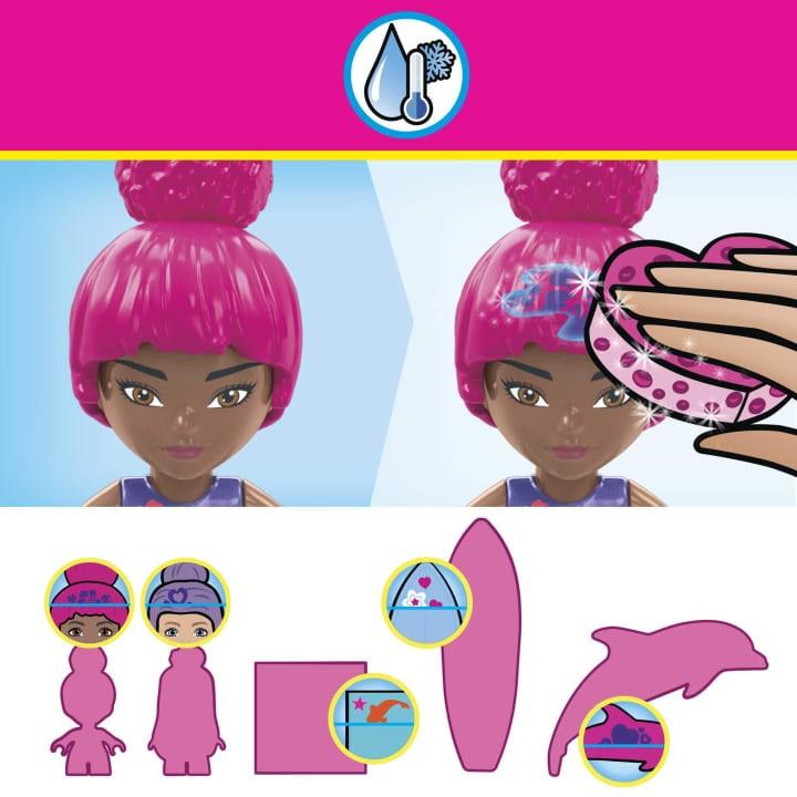 Mega Bloks Mattel 121 dalių MEGA Barbie spalvų atskleidimo blokeliai Nuotykių su delfinais už5425