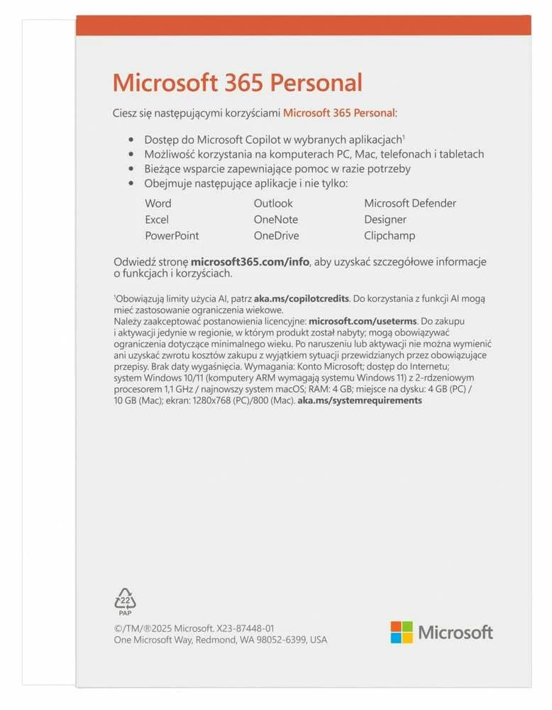 Microsoft 365 Personal programų sąrašas ir licencijos sąlygos