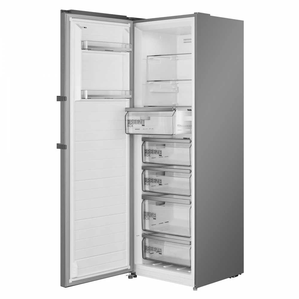 Midea Šaldiklis | MDRU385MTE46 | Energijos vartojimo efektyvumo klasė E | Stačias | Laisvai stovintis | Ūgis 185 cm | Bendra grynoji talpa 272 L | No Frost sistema | Ekranas | Inox