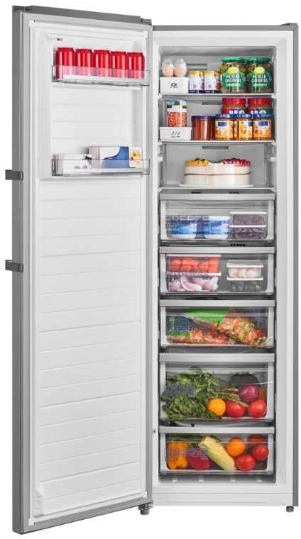 Midea Šaldiklis | MDRU385MTE46 | Energijos vartojimo efektyvumo klasė E | Stačias | Laisvai stovintis | Ūgis 185 cm | Bendra grynoji talpa 272 L | No Frost sistema | Ekranas | Inox