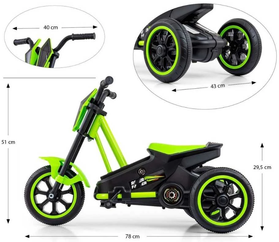 Vaikiškas pedalinis kartingas Milly Mally Rider žalias