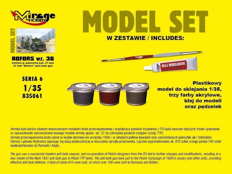 Mirage Modele Mirage Bofors wz36 Prieštankinio pistoleto cal.37mm rinkinys (586916)