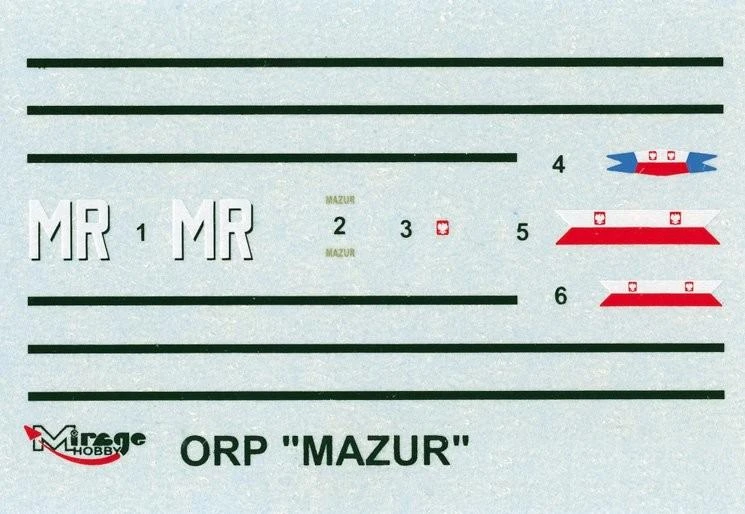 Mirage Modele Artilerijos laivas „Mirage ORP Mazur wz.39“ (400202)