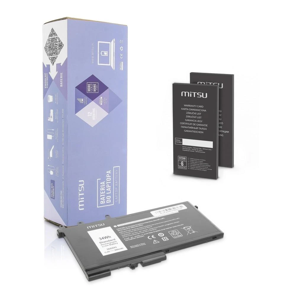 Nešiojamo kompiuterio akumuliatorius MITSU BATTERY BC/DE-E5580 (DELL 3000 MAH 34 WH)