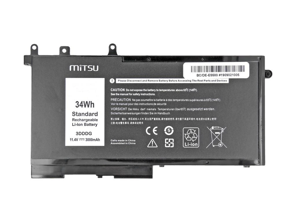 Nešiojamo kompiuterio akumuliatorius MITSU BATTERY BC/DE-E5580 (DELL 3000 MAH 34 WH)