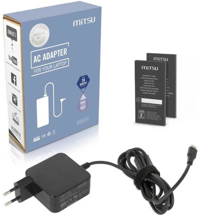 Mitsu Nešiojamojo kompiuterio maitinimas Maitinimo šaltinis USB-C 45W įkroviklis nešiojamam kompiuteriui