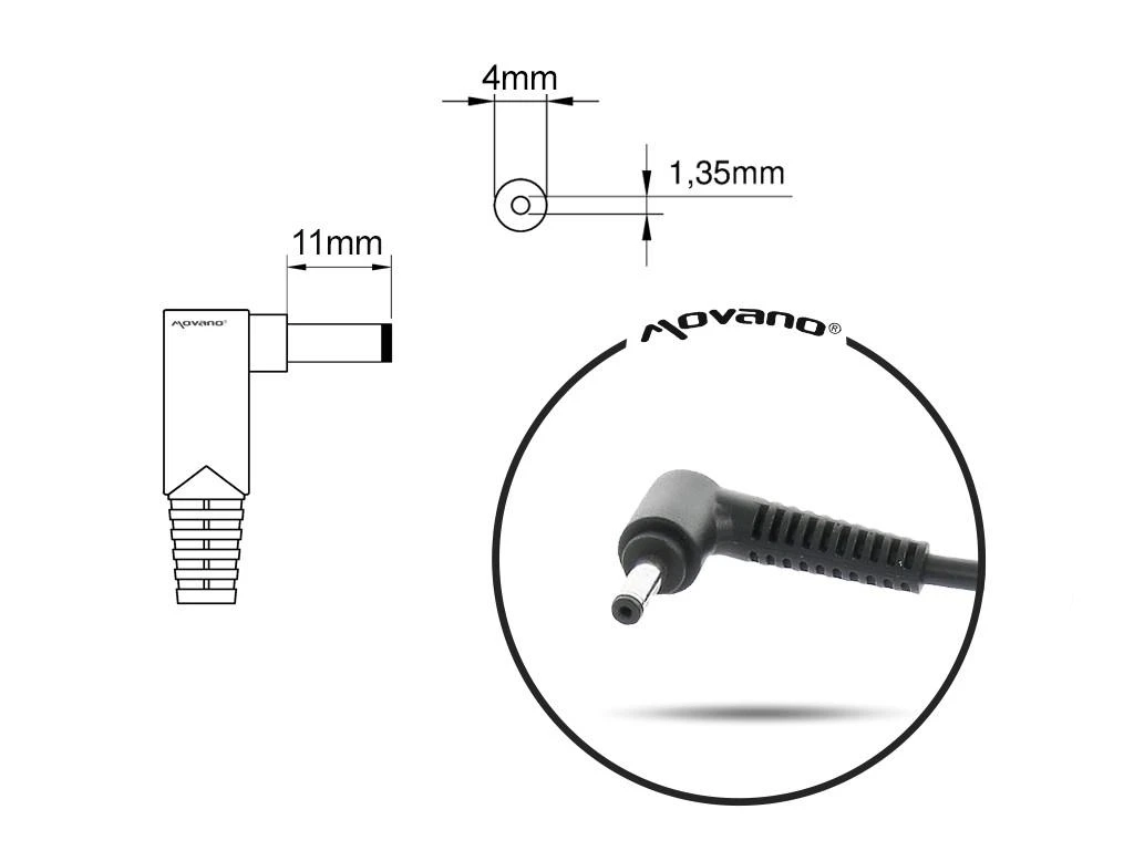 Mitsu įkroviklio jungtis 4x1.35mm techninis brėžinys