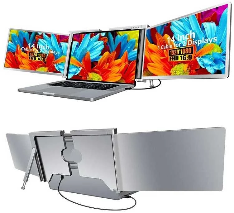 Monitorius Extralink Smart Life S400 14" | Nešiojami nešiojamojo kompiuterio monitoriai | 2 monitoriai, IPS, 1080p Full HD