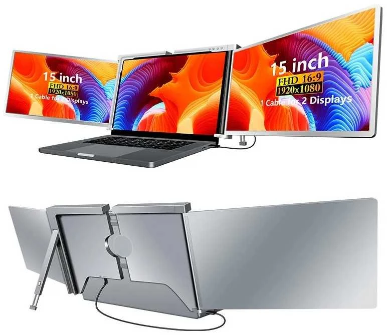 Monitorius Extralink Smart Life S600 15" | Nešiojami nešiojamojo kompiuterio monitoriai | 2 monitoriai, IPS, 1080p Full HD