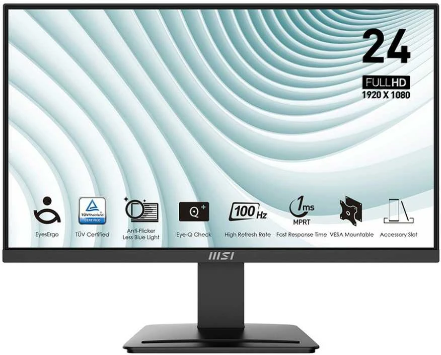 Monitorius MSI PRO MP2412 / 23.8" / VA /1920 x 1080 (FHD)/16:9/ 100 Hz /300 cd/m2/ 4 ms / Juodas