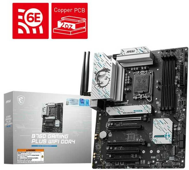 MSI B760 GAMING PLUS WIFI DDR4 | Procesorių šeima Intel | Procesoriaus lizdas LGA1700 | DDR4 | Palaikomos standžiojo disko sąsajos SATA, M.2 | SATA jungčių skaičius 4