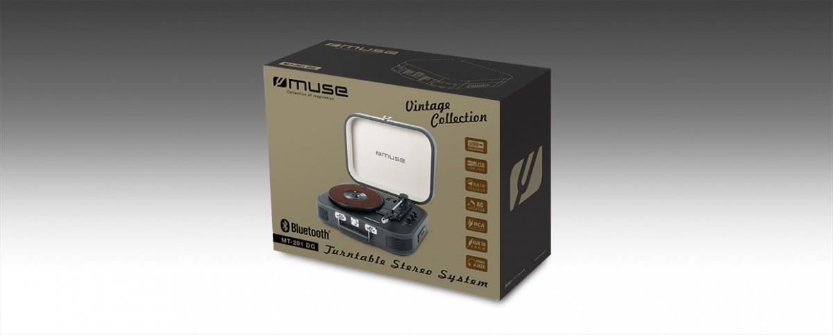 Muse Mūza | Patefonas stereo sistema | MT-201 DG | USB prievadas | AUX įėjimas