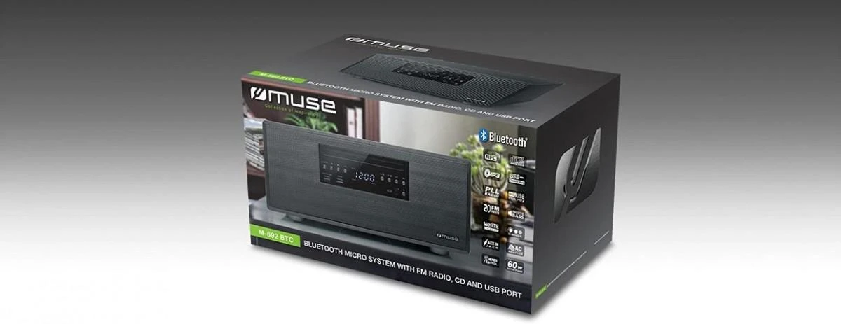Muzikinis centras Muse | Bluetooth Micro System | M-692 BTC | 2 x 30 W | Bluetooth | Belaidė jungtis | NFC features | Juodas