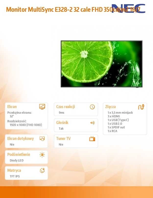 Monitorius NEC E328-2 32 colių LED LFD FHD ekranas