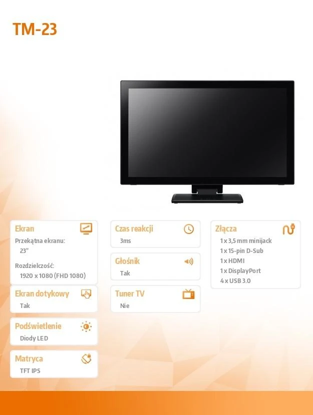Touch Monitorius AG Neovo TM-23 LED Ekranas, 58.4 cm (23 inch), Juodas