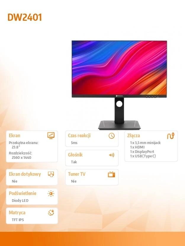 Monitorius Neovo DW-2401 24IN IPS 2560X1440 300