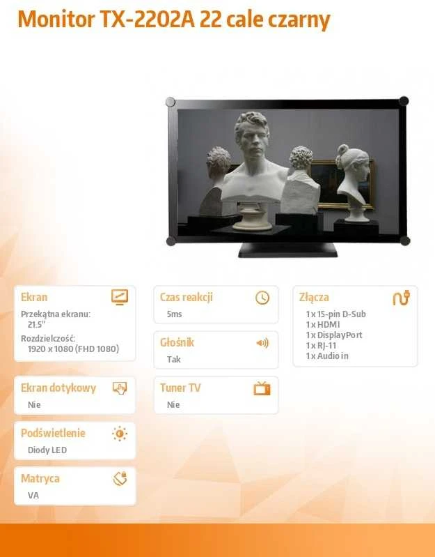 Monitorius AG neovo TX-2202A 55.9cm 16:9 10 Point Touch juodas
