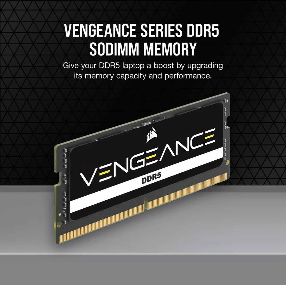 RAM Modulis - Corsair Vengeance DDR5 32GB 5600MHz SO-DIMM ECC Atmintis Juoda