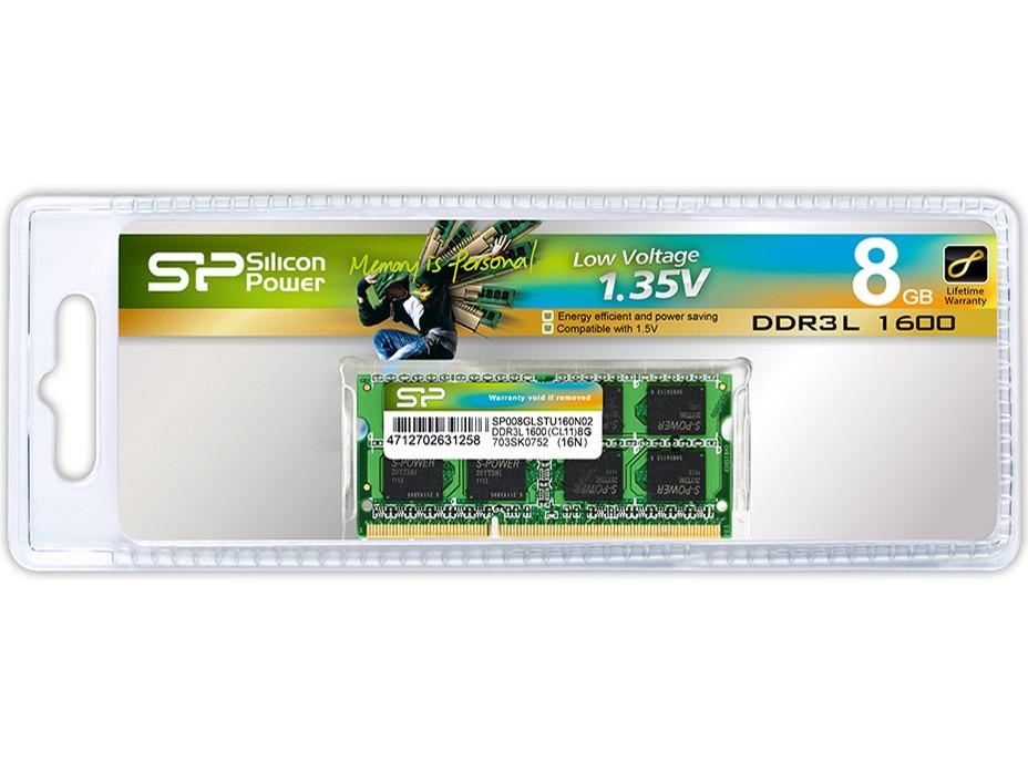 Nešiojamo kompiuterio atmintis Silicon Power DDR3 8GB 1600MHz CL11 SO-DIMM 1.35V Low Voltage