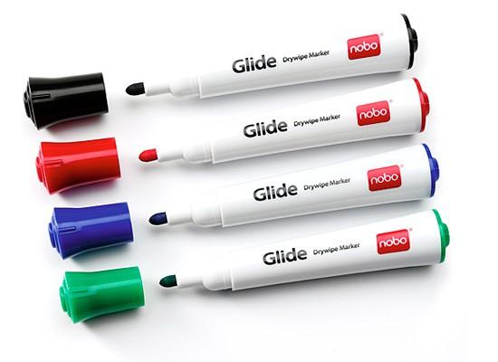 Žymeklių lentai rinkinys Nobo Glide, apvaliu galiuku, 3mm, 4 spalvos