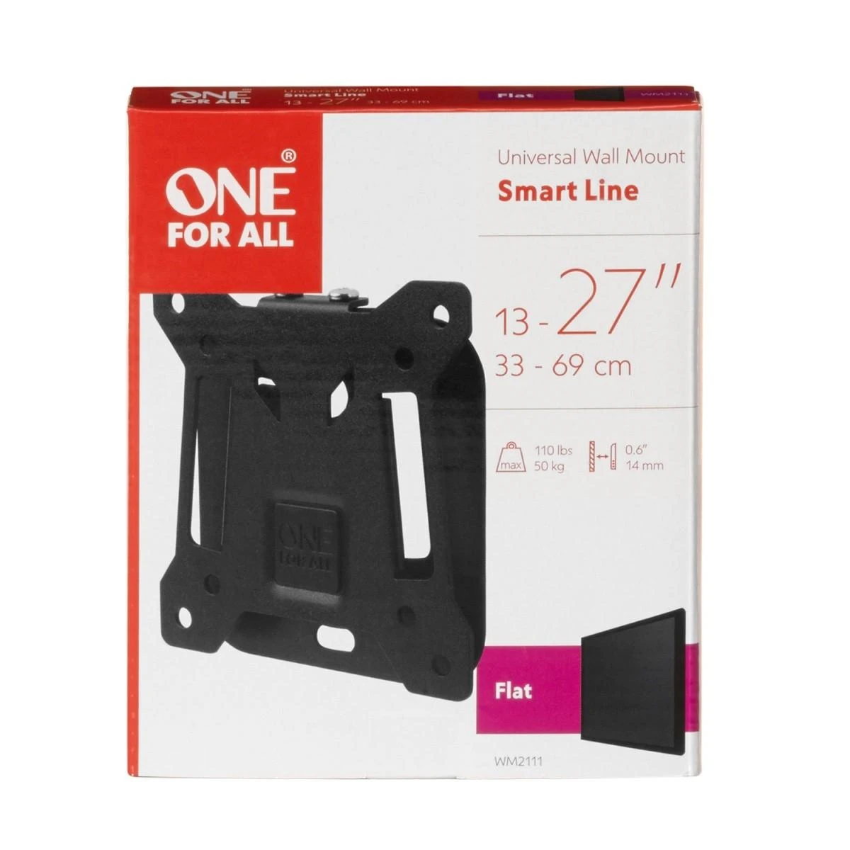 Universalus sieninis televizoriaus laikiklis ONE FOR ALL TV BRACKET, SMART FLAT, VESA 100 GLOBAL / WM2111