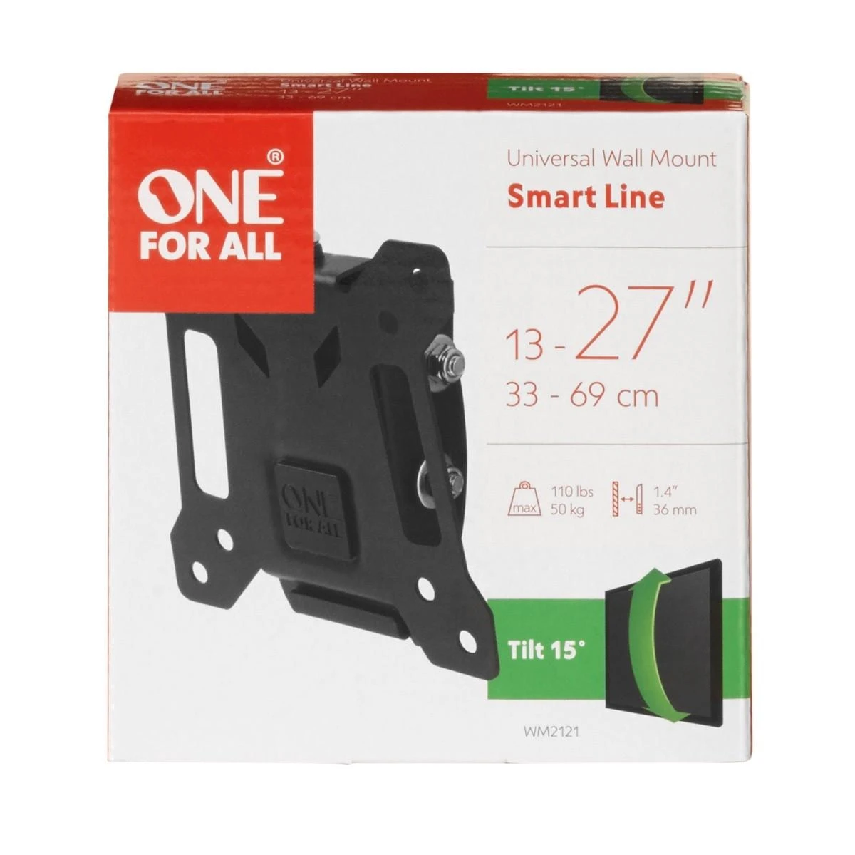 Universalus sieninis televizoriaus laikiklis ONE FOR ALL TV BRACKET, SMART TILT, VESA 100 GLOBAL / WM2121