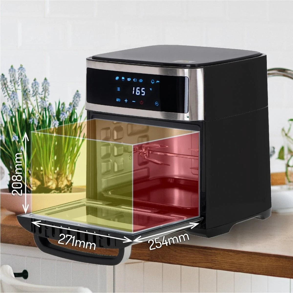 Mikrobangų krosnelė Adler | Airfryer Oven | AD 6309 | Power 1700 W | Capacity 13 L | Nerūdijantis plienas/Juodas