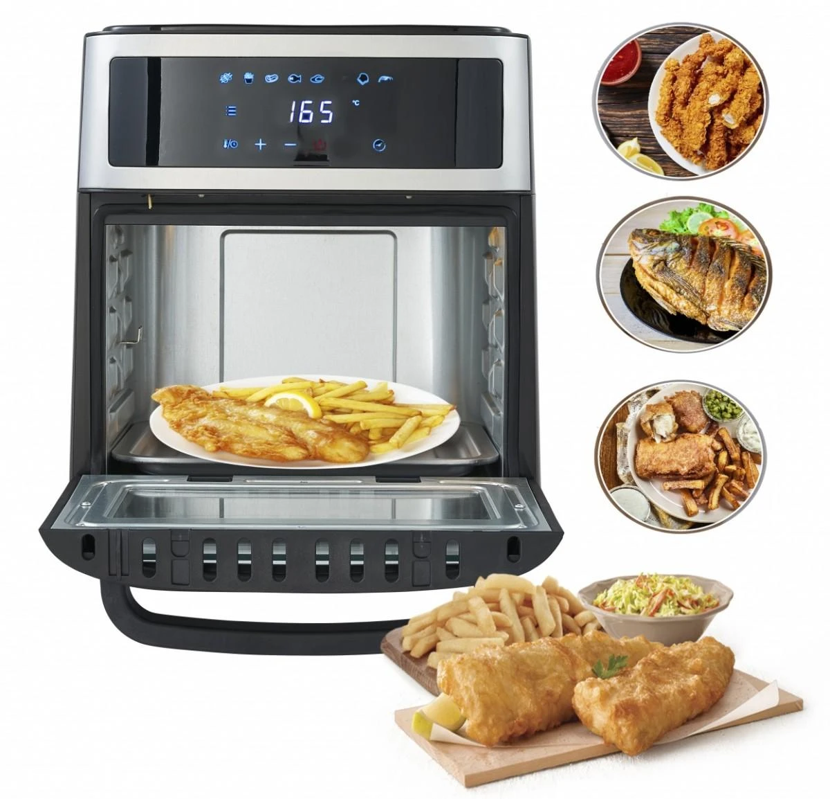 Mikrobangų krosnelė Adler | Airfryer Oven | AD 6309 | Power 1700 W | Capacity 13 L | Nerūdijantis plienas/Juodas