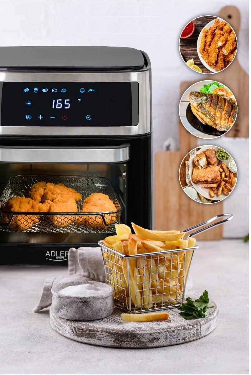 Mikrobangų krosnelė Adler | Airfryer Oven | AD 6309 | Power 1700 W | Capacity 13 L | Nerūdijantis plienas/Juodas