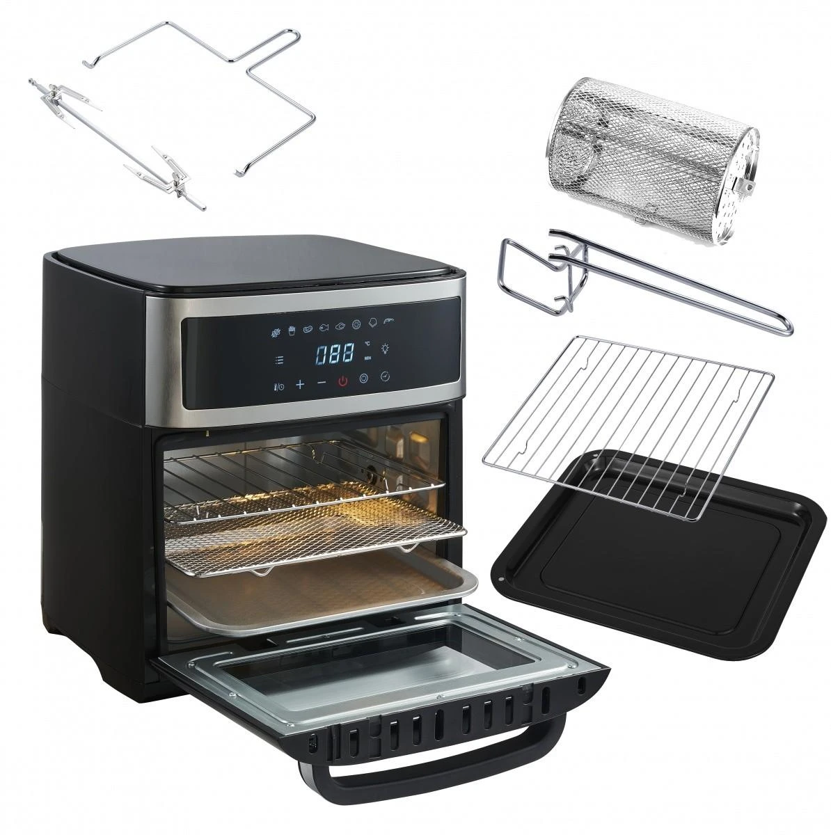 Mikrobangų krosnelė Adler | Airfryer Oven | AD 6309 | Power 1700 W | Capacity 13 L | Nerūdijantis plienas/Juodas