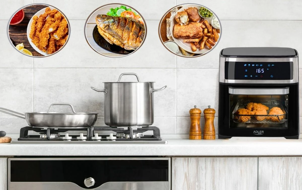 Mikrobangų krosnelė Adler | Airfryer Oven | AD 6309 | Power 1700 W | Capacity 13 L | Nerūdijantis plienas/Juodas